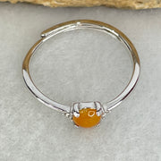 Type A Red Cabochon Jadeite in S925 Sliver Ring (Adjustable Size) 0.80g 4.3 by 1.5mm - Huangs Jadeite and Jewelry Pte Ltd