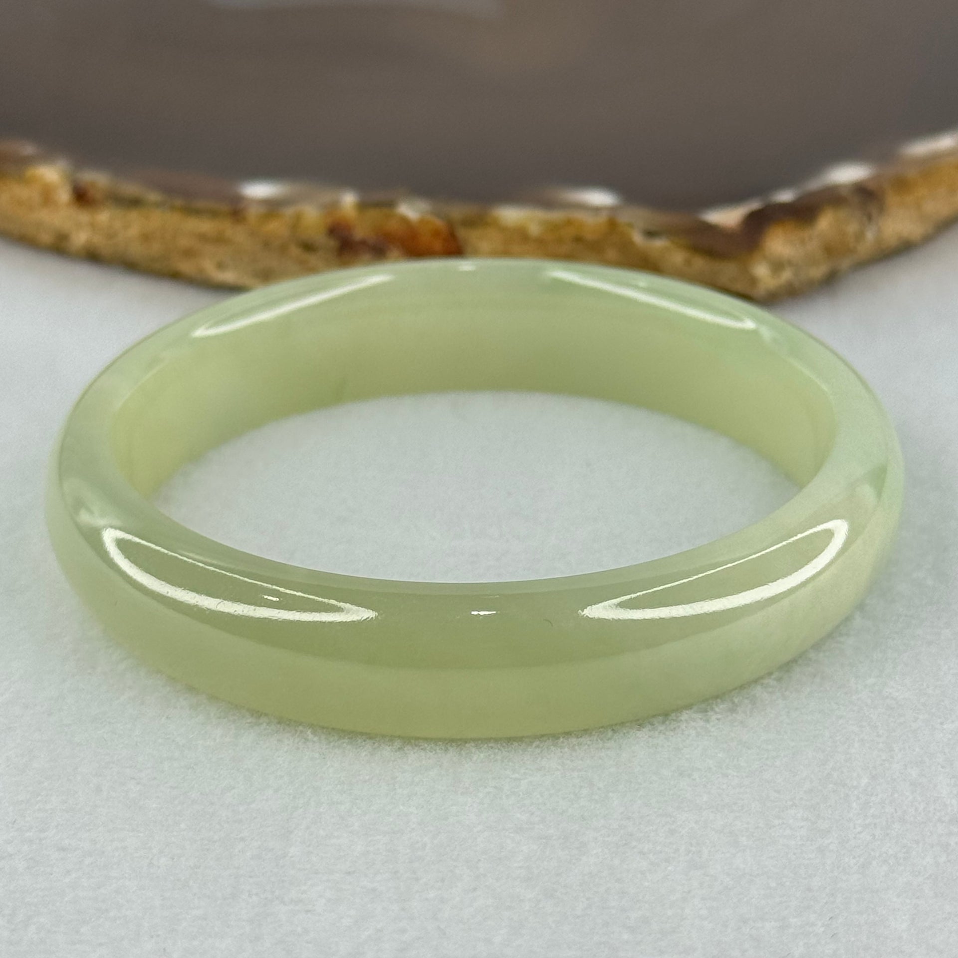 Type A Translucent Semi Icy Jelly Light Green Jadeite Bangle Internal Diameter 56.8mm 45.95g 12.6 by 7.0mm (Very Slight External Rough) - Huangs Jadeite and Jewelry Pte Ltd