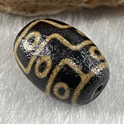 Natural Powerful Tibetan Old Oily Agate 9 Eyes Dzi Bead Heavenly Master (Tian Zhu) 九眼天诛 2.01g 14.2 by 9.9mm - Huangs Jadeite and Jewelry Pte Ltd