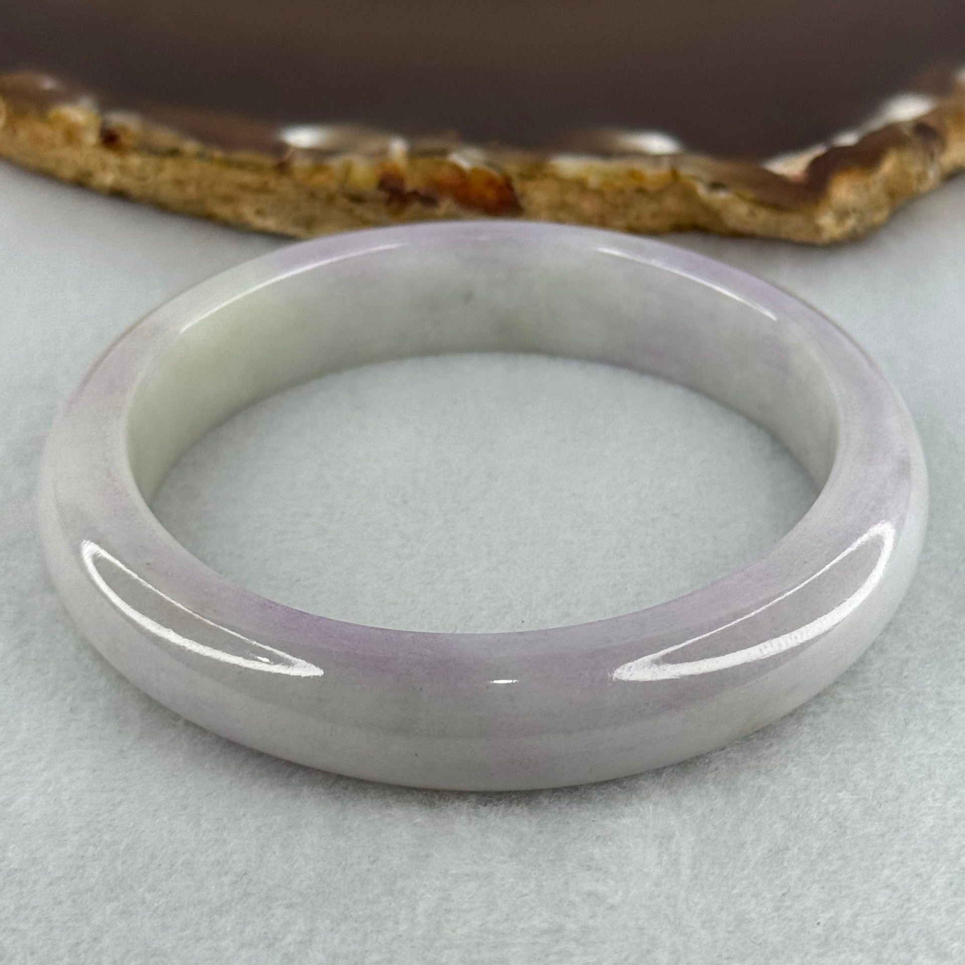 Type A Light Lavender with Slight Light Green Jadeite Bangle Internal Diameter 55.9mm 53.17g 12.1 by 8.2mm (Very Slight Internal Lines) - Huangs Jadeite and Jewelry Pte Ltd