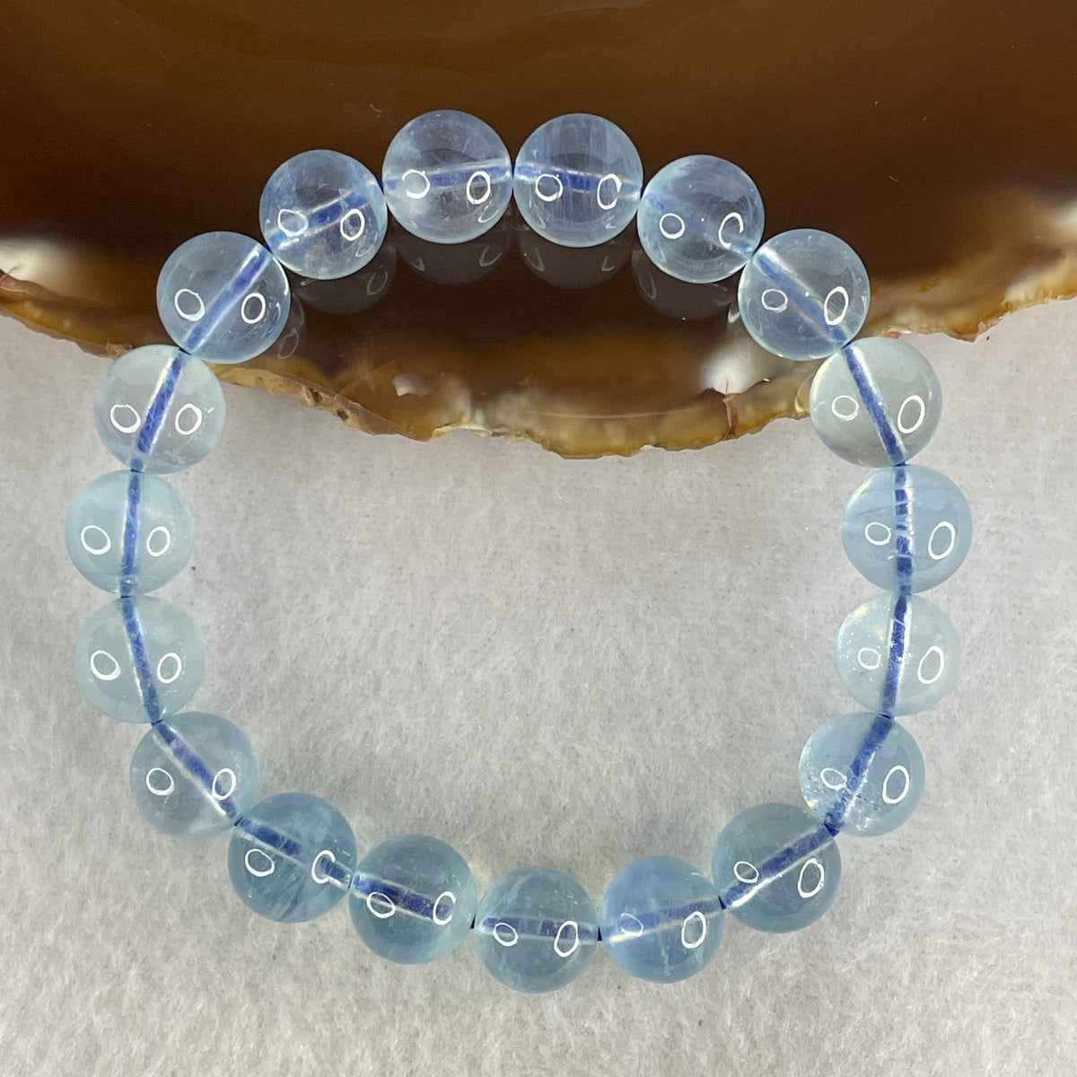 Certified Above Average Natural Aquamarine Beads Bracelet | 16cm with 19 Beads 10.3mm (28.24g | Ocean Blue Translucency | Throat & Third Eye Chakra Harmony, Tranquil Communication & Serene Wealth Shield)