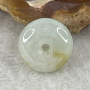 Natural Type A Jelly Light Green with Yellow Patches Jadeite Ping An Kou Pendant | 12mm Plump Translucent Jade Peace Disc Talisman (1.87g | 12.1 x 6.2mm) - Huangs Jadeite and Jewelry Pte Ltd
