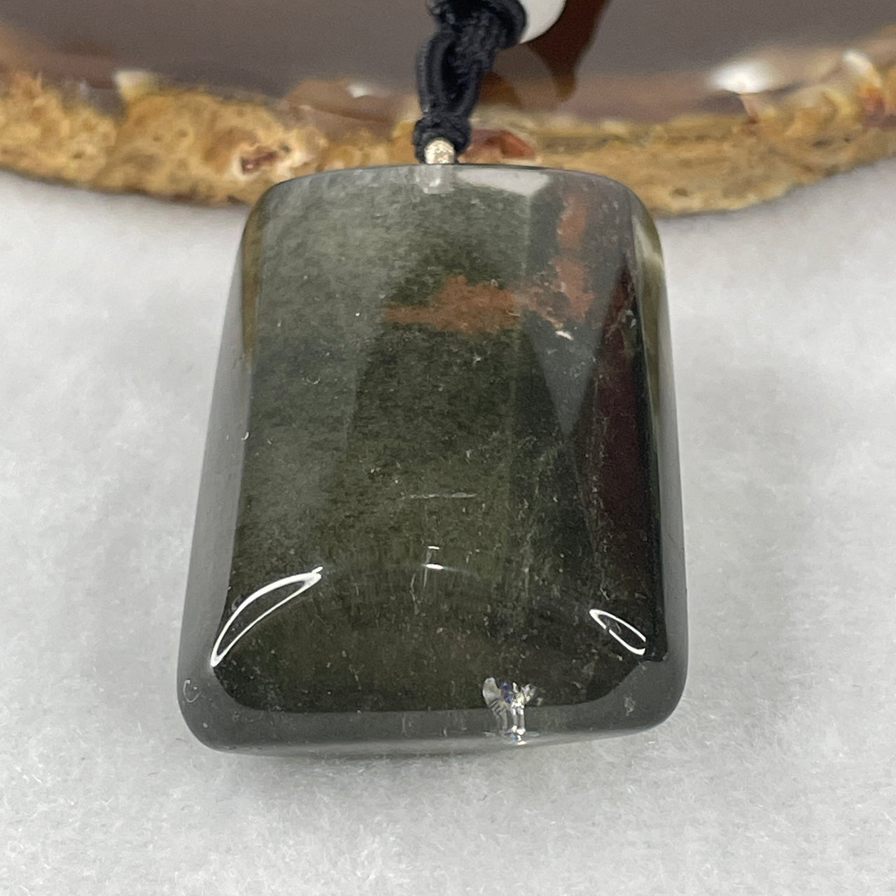 Natural Green Phantom Quartz Wu Shi Pai Pendant 42.47g 45.0 by 28.5 by 17.6mm
