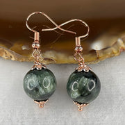 Natural Green Seraphinite Bead Earring 5.81g 12.0mm - Huangs Jadeite and Jewelry Pte Ltd