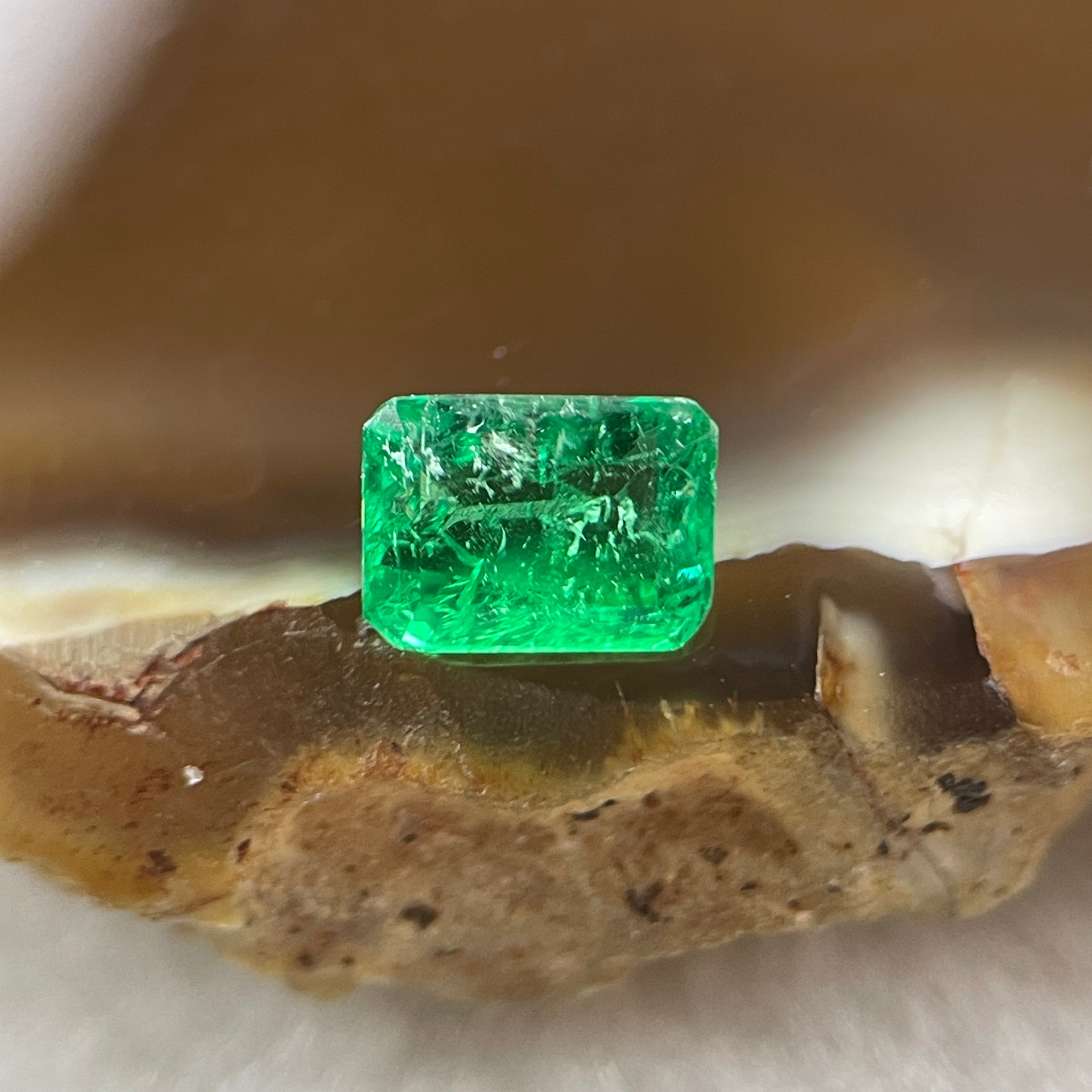 Natural Colombia Green Emerald (Beryl) Cut-Cornered Rectangular step cut 0.60ct 6.2 by 4.5 by 2.9mm - Huangs Jadeite and Jewelry Pte Ltd