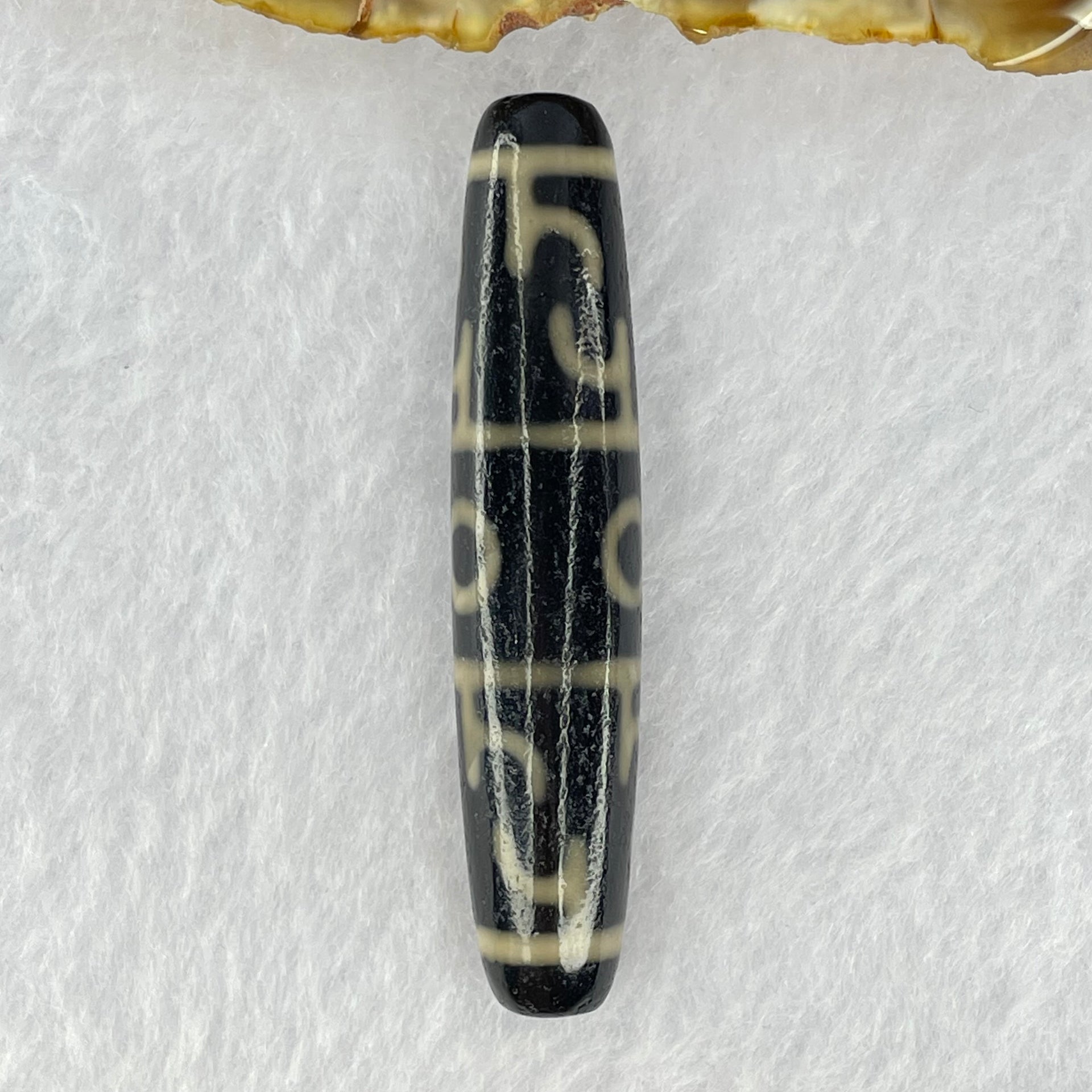 Natural Powerful Tibetan Old Oily Agate 3 Eyed Dharma Vajra Dzi Bead Heavenly Master (Tian Zhu) 三眼金刚杵天珠 13.78g 59.2 by 12.4mm - Huangs Jadeite and Jewelry Pte Ltd