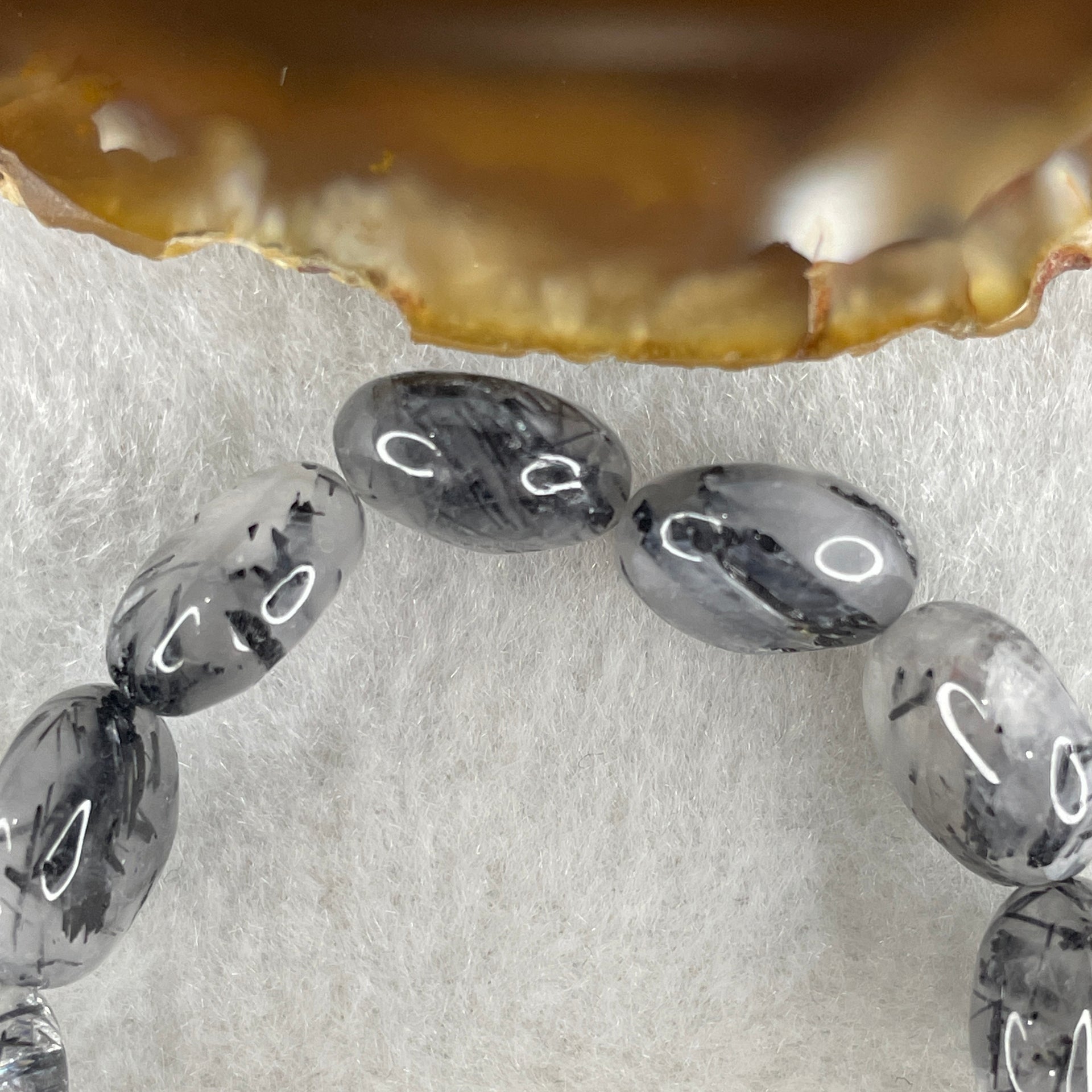 Natural Black Tourmaline Round Beads Bracelet 19.96g 14.5cm 12.0mm 15Beads - Huangs Jadeite and Jewelry Pte Ltd