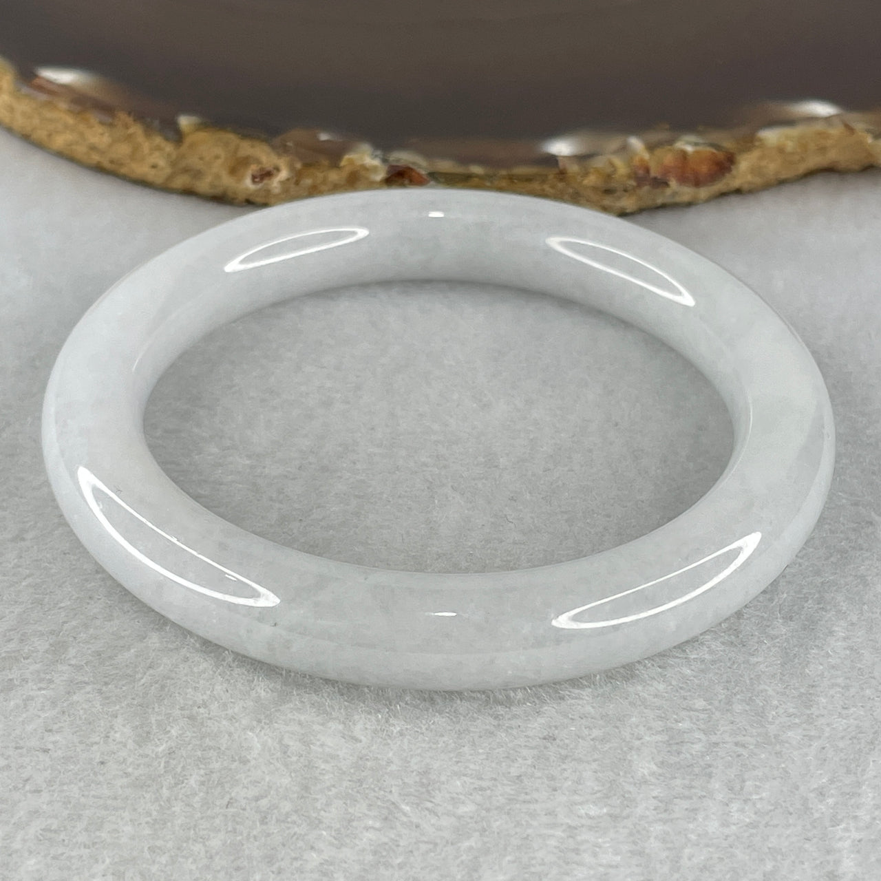 57.0mm Certified Type A Jadeite Bangle - Faint Lavender Natural Jadeite Bracelet - 52.57g Genuine Untreated Stone (Collector Grade Condition) 10.0x9.5mm (Close to Perfect)