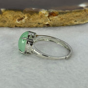 Type A Green Jadeite with Crystals in S925 Sliver Ring (Adjustable Size) 2.61g 11.2 by 9.3 by 4.5mm - Huangs Jadeite and Jewelry Pte Ltd