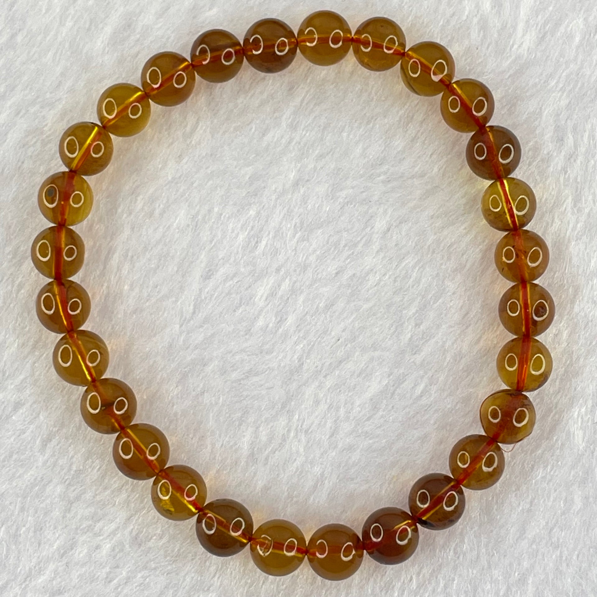 Natural Purple Amber Beads Bracelet 天然紫蜜琥珀手链 4.28g 15.5cm 6.6mm 28 Beads - Huangs Jadeite and Jewelry Pte Ltd