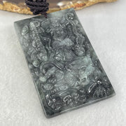 Type A Wuji Black with Light Green Jadeite Zhao Gong Yuashuai God Of Wealth Pendant 70.89g 72.9 by 5.9 by 11.2mm - Huangs Jadeite and Jewelry Pte Ltd