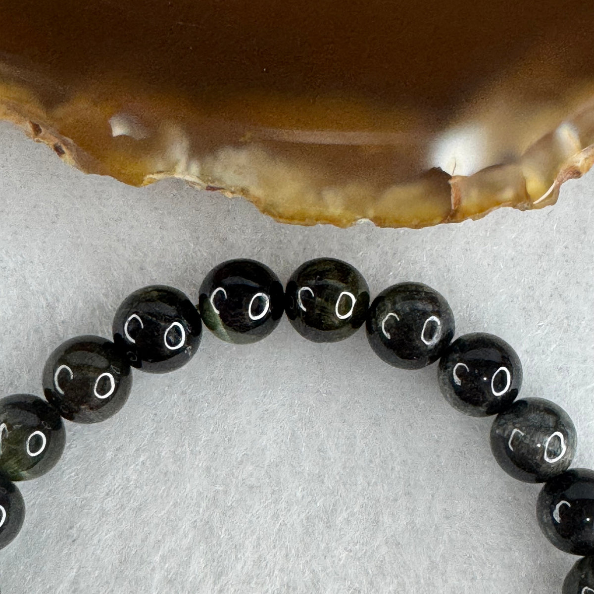 Natural Cat's Eye Green Tourmaline Beads Bracelet | 7.3mm Chatoyant Prosperity (14.50g | 15cm Wrist | 26 Beads)
