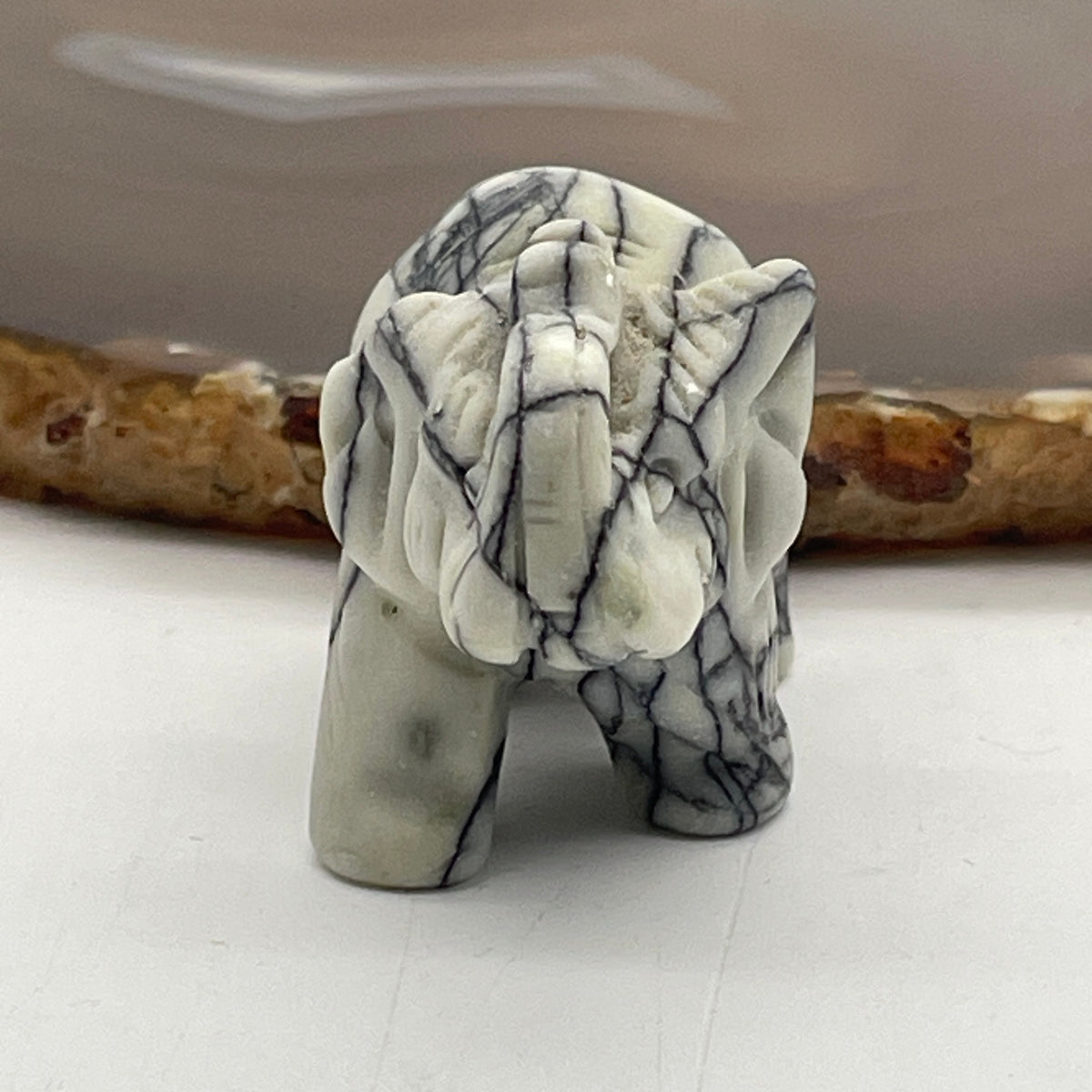 Natural Grey Magnesite Elephant Mini Display | (48.26g | 51.0 x 25.5 x 38.8mm Dimensions | Root & Crown Chakra Synergy, "Ji Xiang" Wealth Anchor, Emotional Composure & Mindful Feng Shui Catalyst)