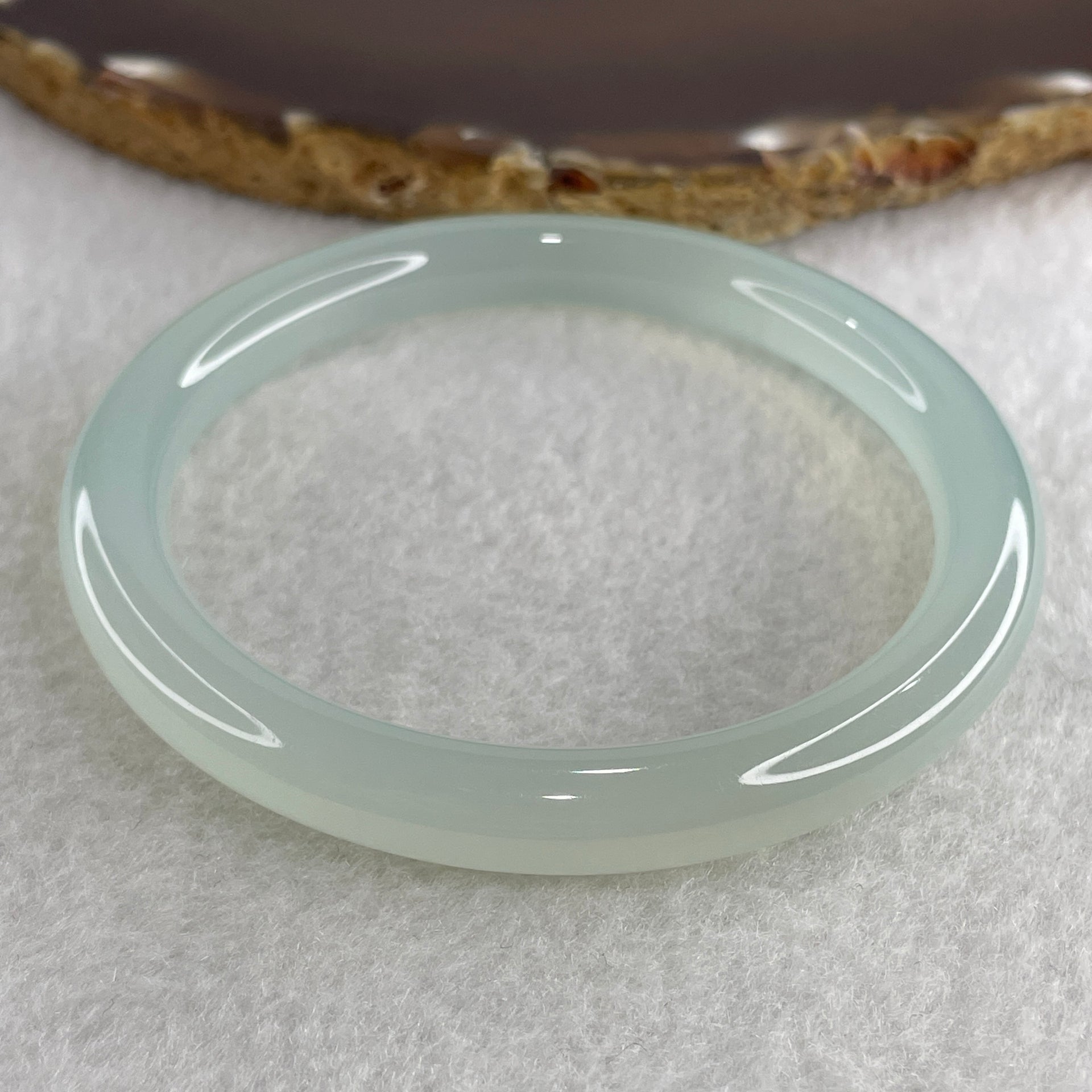 Natural Light Green Agate Bangle 27.77g Internal Diameter57.8mm 8.0 by 8.0mm (Perfect) - Huangs Jadeite and Jewelry Pte Ltd