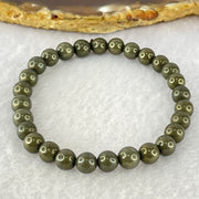 Natural Pyrite Beads Bracelet 天然黄铁矿手链 13.81g 15cm 6.6mm 28 Beads - Huangs Jadeite and Jewelry Pte Ltd