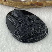 Type A Opaque to Partial Translucent Black Omphacite Jadeite Manjushri Bodhisattva Pendant Rabbit Zodiac Guardian 14.81g 51.0 by 33.8 by 7.8mm - Huangs Jadeite and Jewelry Pte Ltd