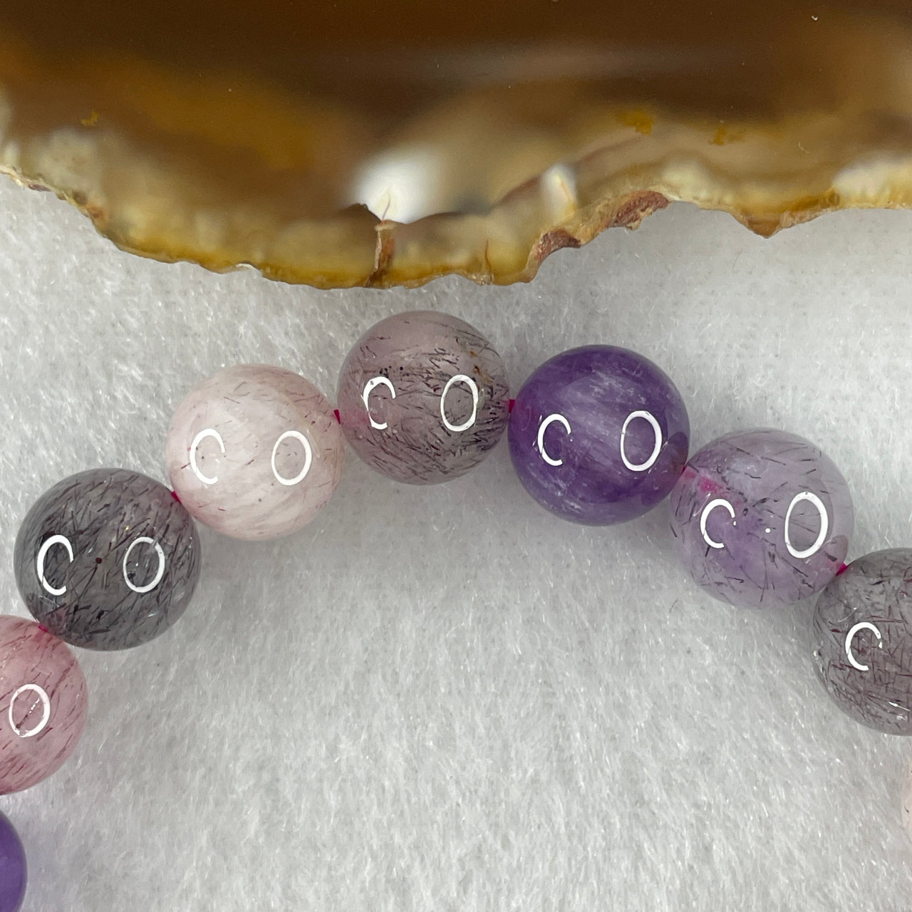 Certified Above-Average Grade Natural Super 7 Crystal Beads Bracelet | Bold High-Mass Showcase Strand | Authentic Sacred Seven Multi-Mineral Inclusions Quartz Spiritual Catalyst & Auric Shield Bracelet (28.73g | 16.5cm Length | 10.2mm | 20 Beads)