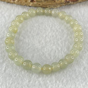 Type A Semi Icy Light Yellowish Blueish Green Jadeite Beads Bracelet 13.73g 14.5cm 6.8mm 27 Beads - Huangs Jadeite and Jewelry Pte Ltd