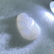 Type A White Jadeite Leaf Pendant 9.78g 40.5 by 23.9 by 6.3mm - Huangs Jadeite and Jewelry Pte Ltd