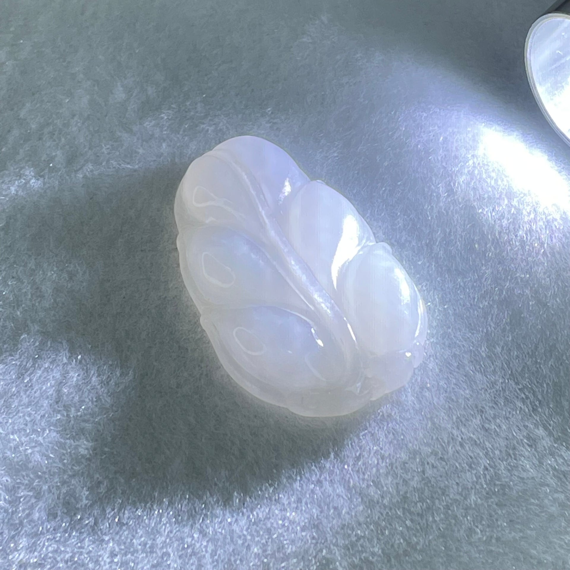 Type A White Jadeite Leaf Pendant 9.78g 40.5 by 23.9 by 6.3mm - Huangs Jadeite and Jewelry Pte Ltd