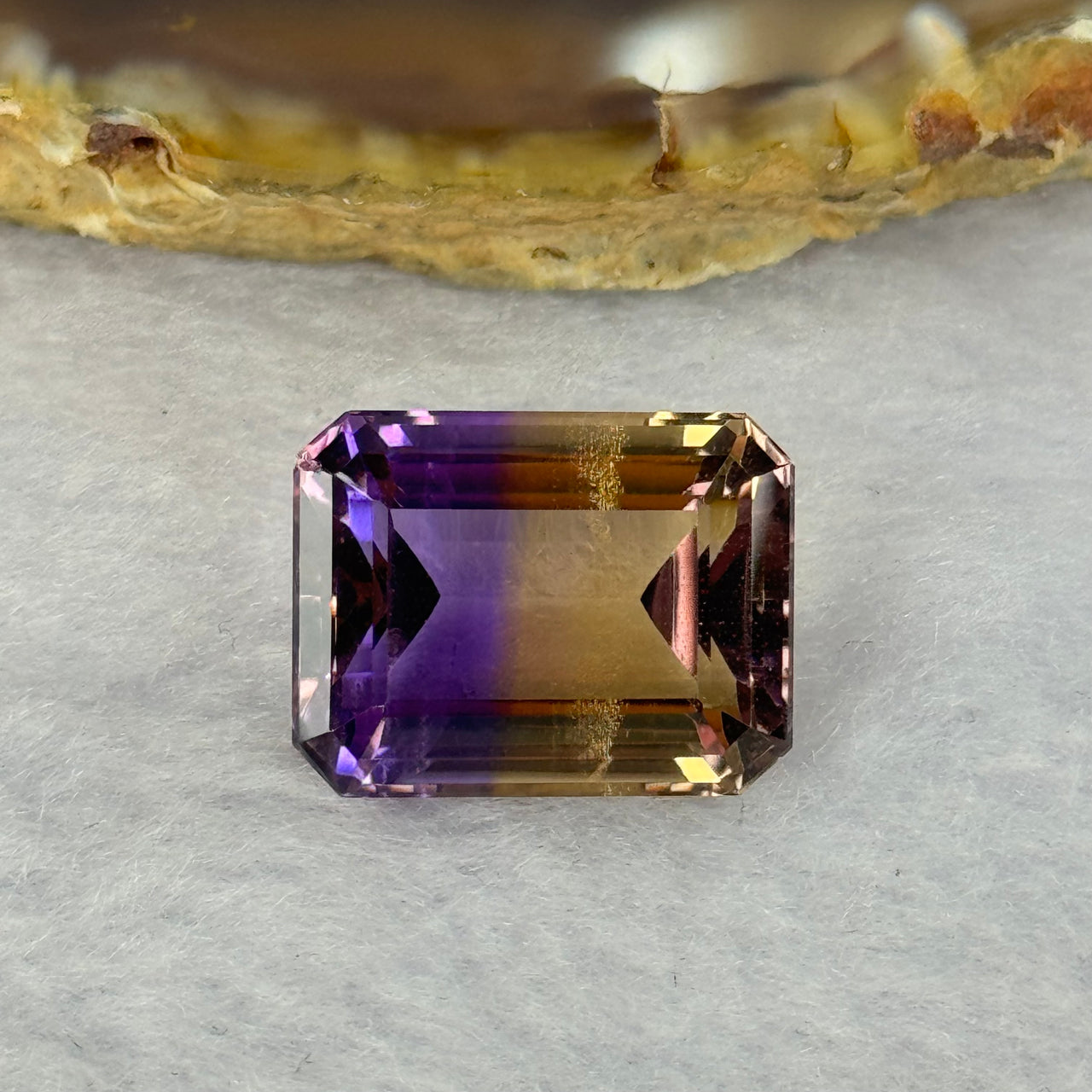 Natural Faceted Ametrine Parallelogram Shape 14.34ct 16.3 by 12.6 by 9.2mm - Huangs Jadeite and Jewelry Pte Ltd