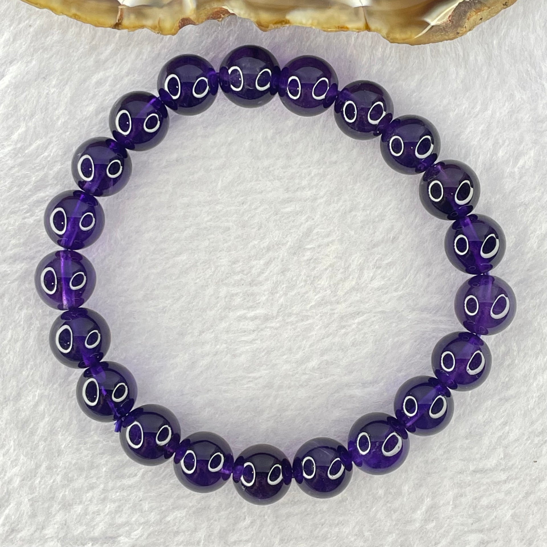 Very Good Grade Natural Amethyst Bracelet 21.52g 15.5cm 9.4mm 21 Beads - Huangs Jadeite and Jewelry Pte Ltd