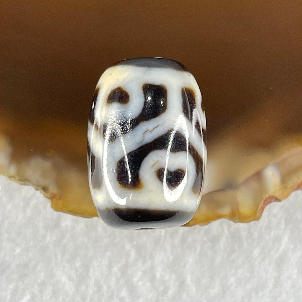 Natural Powerful Tibetan Old Oily Agate 6 Hearts Tortoise Shell Dzi Bead Heavenly Master (Tian Zhu) 六心龟壳天珠 4.95g 18.1 by 12.9mm - Huangs Jadeite and Jewelry Pte Ltd