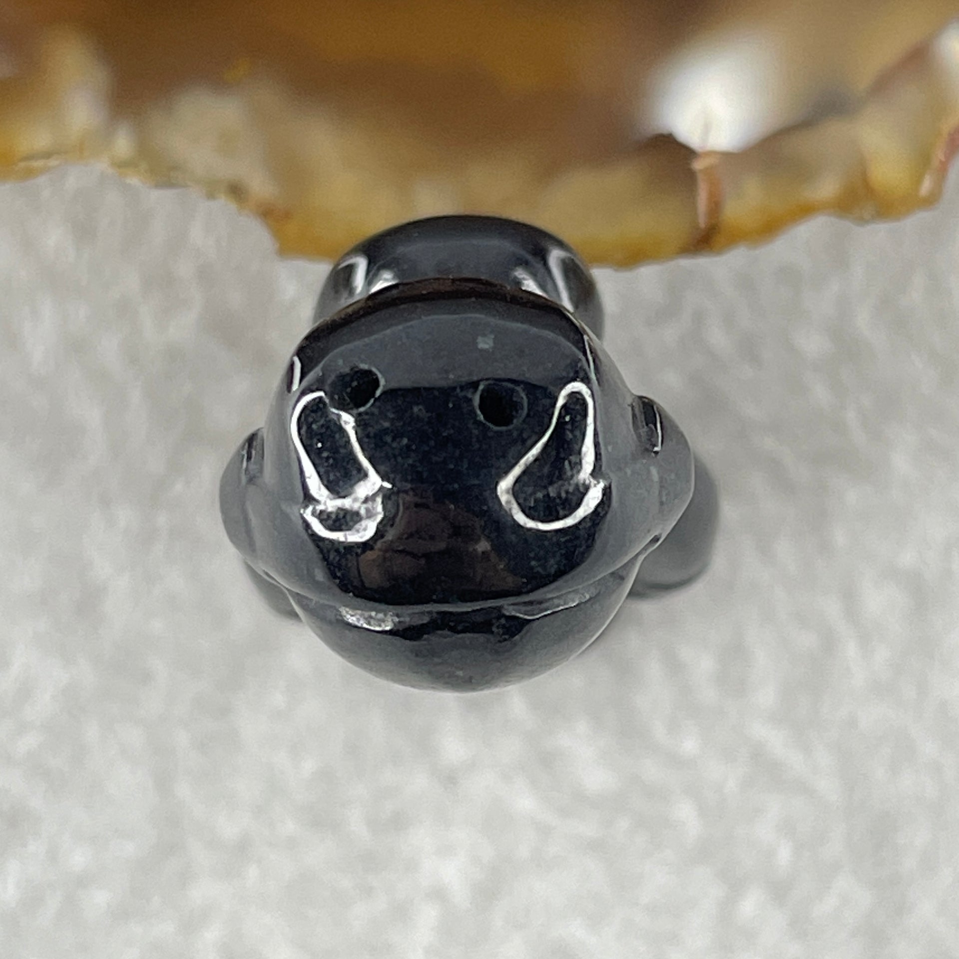 Type A Opaque Black Omphacite Boy Pendant Charm 11.99g 34.6 by 16.8 by 15.7mm - Huangs Jadeite and Jewelry Pte Ltd