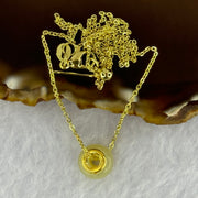 Natural Yellowish Nephrite Ping An Kou Donut 999 Gold Pendent in Gold Color Necklace 2.79g 10.0 by 6.0mm - Huangs Jadeite and Jewelry Pte Ltd