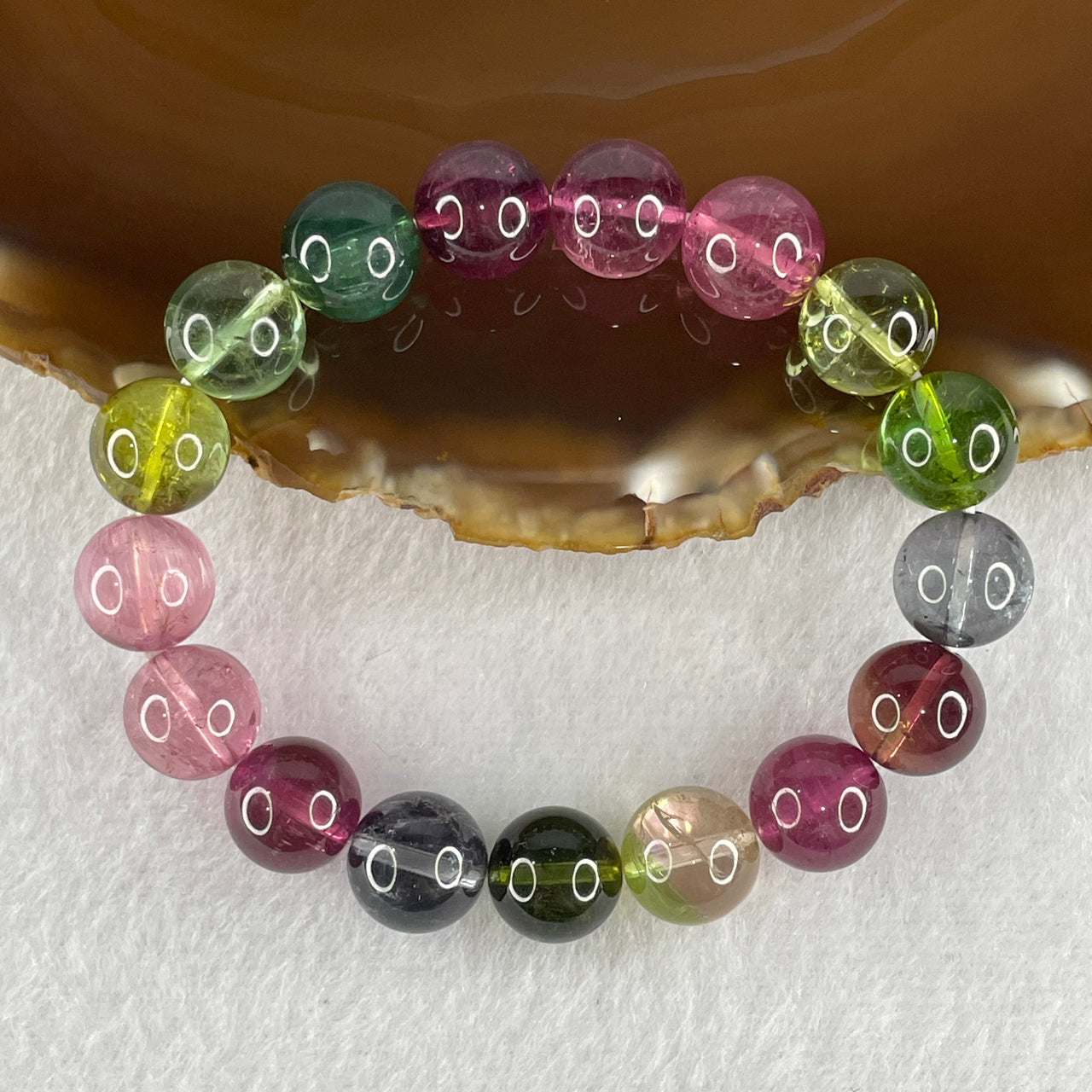 Very Very Good Natural Tourmaline Crystal Beads Bracelet 33.18g 14.5cm 10.7mm 17Beads