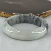 Type A Jadeite Faint Green Wuji Grey Piao Hua Bangle Internal Diameter 56.7mm 77.66g 16.7 by 8.8mm (Close to Perfect) - Huangs Jadeite and Jewelry Pte Ltd