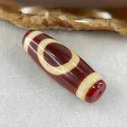 Natural Powerful Tibetan Old Oily Red White Agate One Eye Fire Sign Dzi Bead Heavenly Master (Tian Zhu) 一眼火天珠 9.94g 38.0 by 13.2mm - Huangs Jadeite and Jewelry Pte Ltd