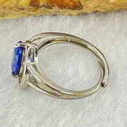 Blue Cubic Zirconia in S925 Sliver Ring (Adjustable Size) 2.26g 7.8 by 3.8mm - Huangs Jadeite and Jewelry Pte Ltd