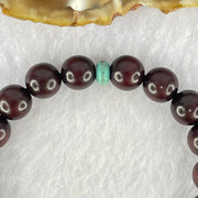 Natural Blood Rosewood with Variscite Beads Bracelet 天然血檀寿山石手链 8.23g 15cm 8.7mm 3 Beads 8.4mm 18 Beads - Huangs Jadeite and Jewelry Pte Ltd
