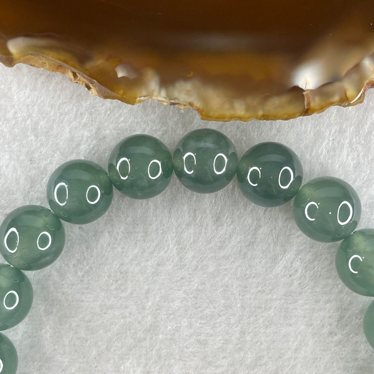 Certified Good Grade Natural Type A Icy Blueish Green Jadeite Beads Bracelet 34.57g 16cm 10.1mm 20 Beads