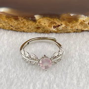 Natural Pink Morganite with Crystals In S925 Sliver Ring (Adjustable Size) 1.85g 4.8 by 3.5mm - Huangs Jadeite and Jewelry Pte Ltd