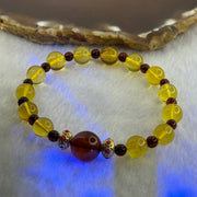 Natural Yellow Golden and Red Amber Beads Bracelet 7.24g 11.4mm 1 Bead 8.2mm 13 Beads - Huangs Jadeite and Jewelry Pte Ltd