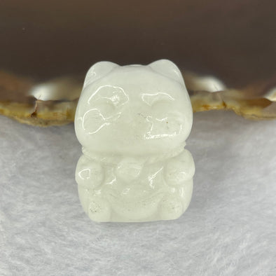 Type A Faint Green Jadeite Fortune Cat 招财猫 17.22g 29.0 by 21.8 by 13.2mm - Huangs Jadeite and Jewelry Pte Ltd
