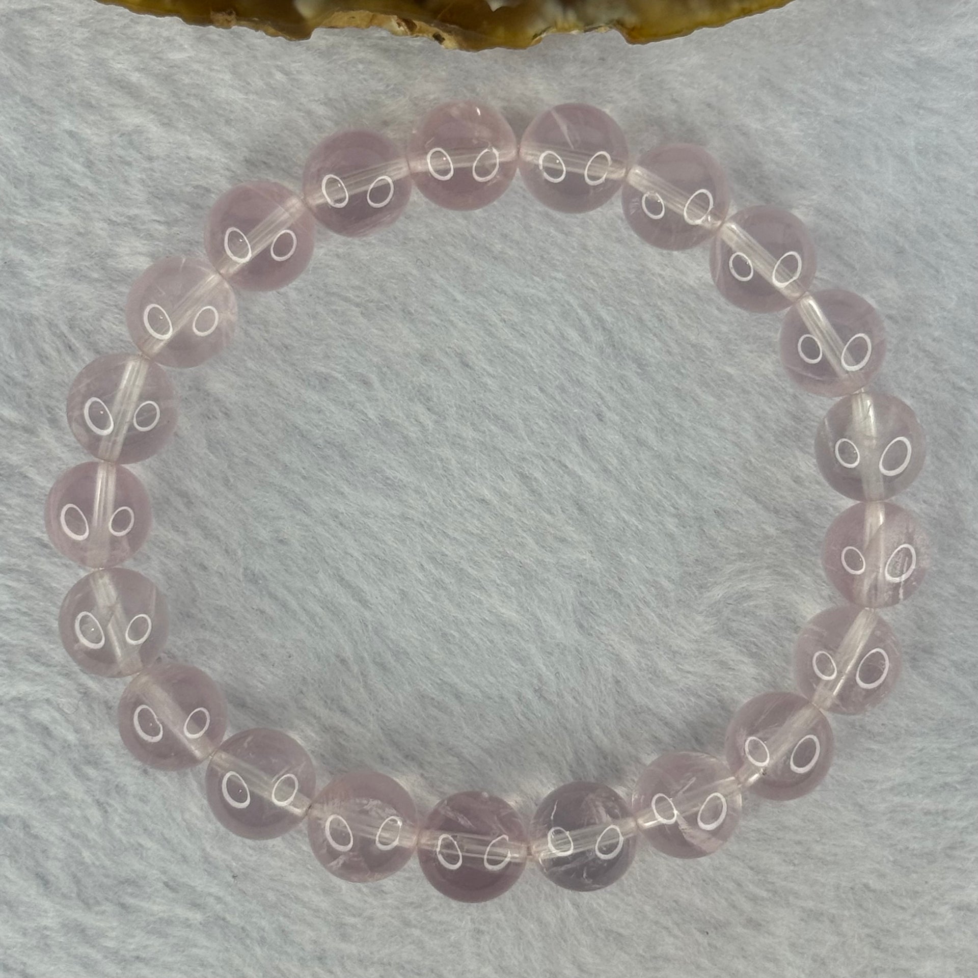 Natural Rose Quartz Beads Bracelet 天然玫瑰石英珠手链 26.62g 17.5cm 9.9mm 21 Beads - Huangs Jadeite and Jewelry Pte Ltd