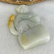 Type A Light Green with Brown Patches Jadeite Monkey Pendant 89.93g 77.0 by 47.9 by 17.1mm - Huangs Jadeite and Jewelry Pte Ltd