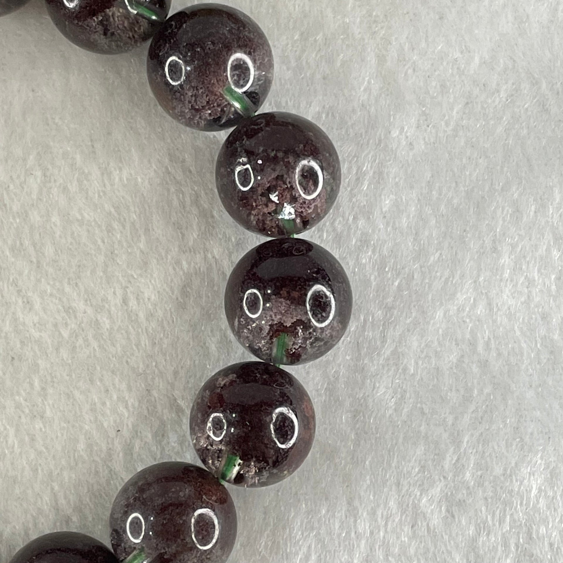 Good Grade Natural Red Phantom Quartz Beads Bracelet 49.21g 16.5cm 13.2mm 16 Beads - Huangs Jadeite and Jewelry Pte Ltd