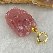 Natural Strawberry Quartz Fortune Cat Charm 3.52g 17.2 by 12.4 by 9.3mm - Huangs Jadeite and Jewelry Pte Ltd