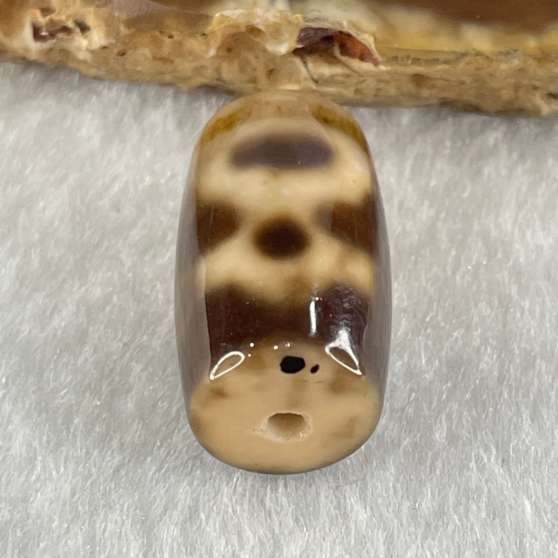 Natural Powerful Tibetan Old Oily Agate Double Cai Shen Dzi Bead Heavenly Master (Tian Zhu) 双财神长天珠 4.86g 20.1 by 11.8mm - Huangs Jadeite and Jewelry Pte Ltd