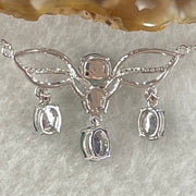 Type A Icy Green Cabouchons with Diamonds in 18K White Gold Necklace 3.48g each about 4.9 by 3.9 by 2.8mm 5 pieces - Huangs Jadeite and Jewelry Pte Ltd