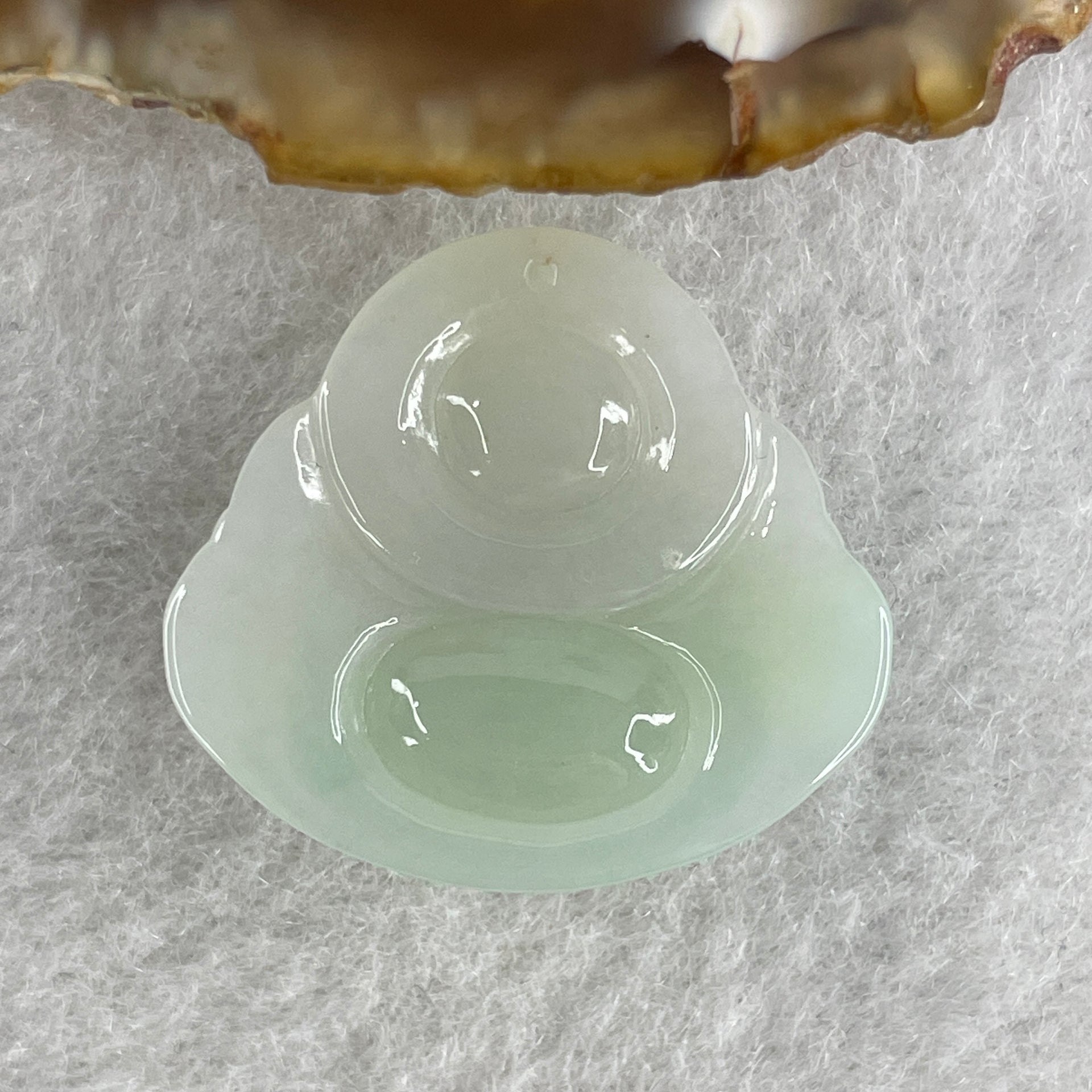 Certified Natural Type A Light Green Jadeite Milo Laughing Buddha Pendant 4.90g 22.8 by 24.9 by 6.0mm - Huangs Jadeite and Jewelry Pte Ltd