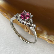 Natural Pink Cubic Zirconia Ring in S925 Sliver 1.53g 5.4 by 4.9 by 3.0mm (Adjustable Size) - Huangs Jadeite and Jewelry Pte Ltd