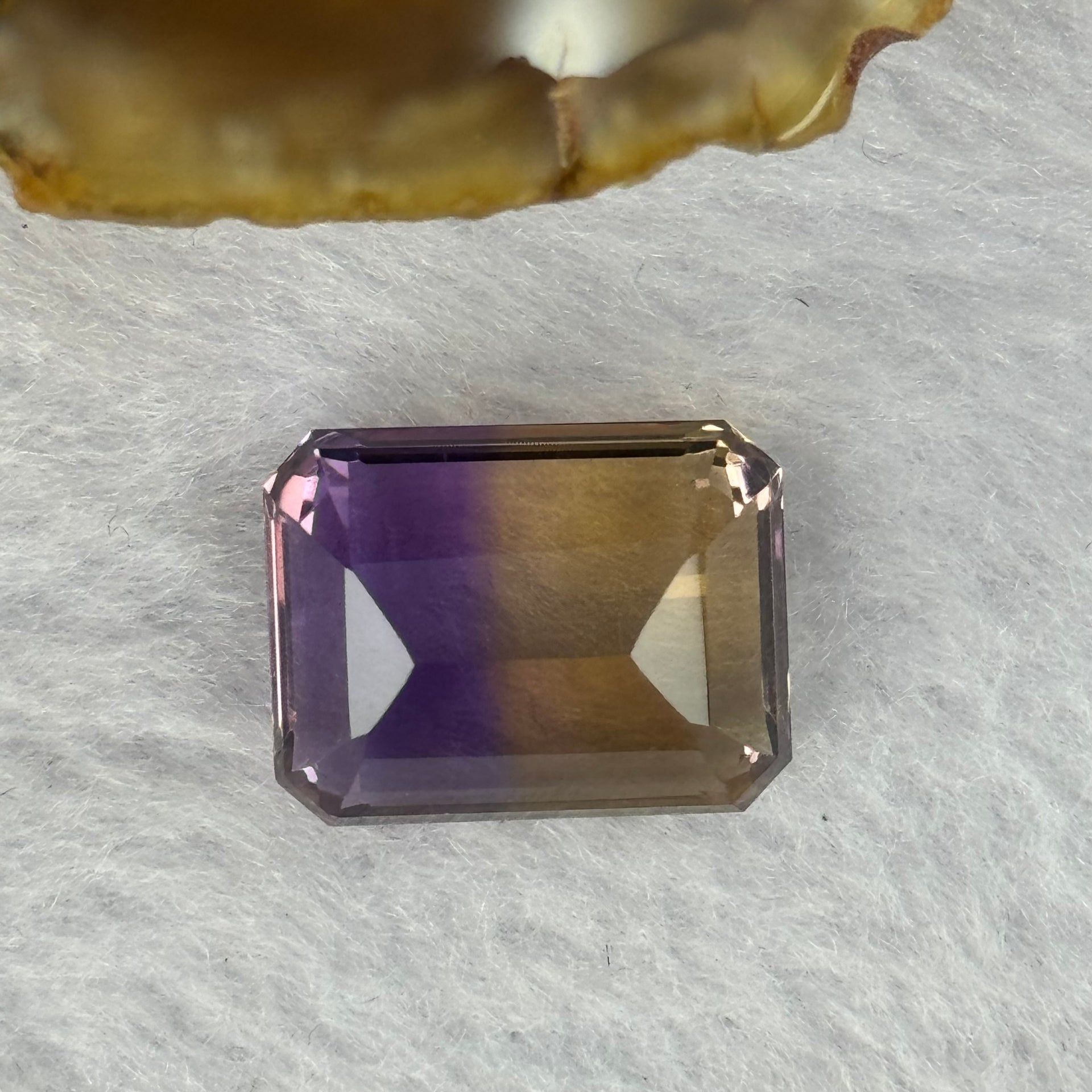 Natural Faceted Ametrine Parallelogram Shape 14.34ct 16.3 by 12.6 by 9.2mm - Huangs Jadeite and Jewelry Pte Ltd