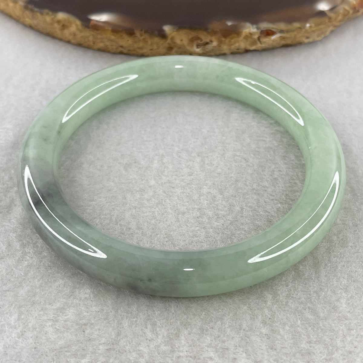 Certified Natural Type A Jelly Light Green & Wuji Grey Jadeite Full Round Bangle | (39.83g | 54.6mm Inner Diameter | 8.6mm x 8.7mm | Very Very Slight External Line | Synergy, "Wuji" Spatial Shield & Feng Shui Wealth Guard Anchor) - Huangs Jadeite and Jewelry Pte Ltd
