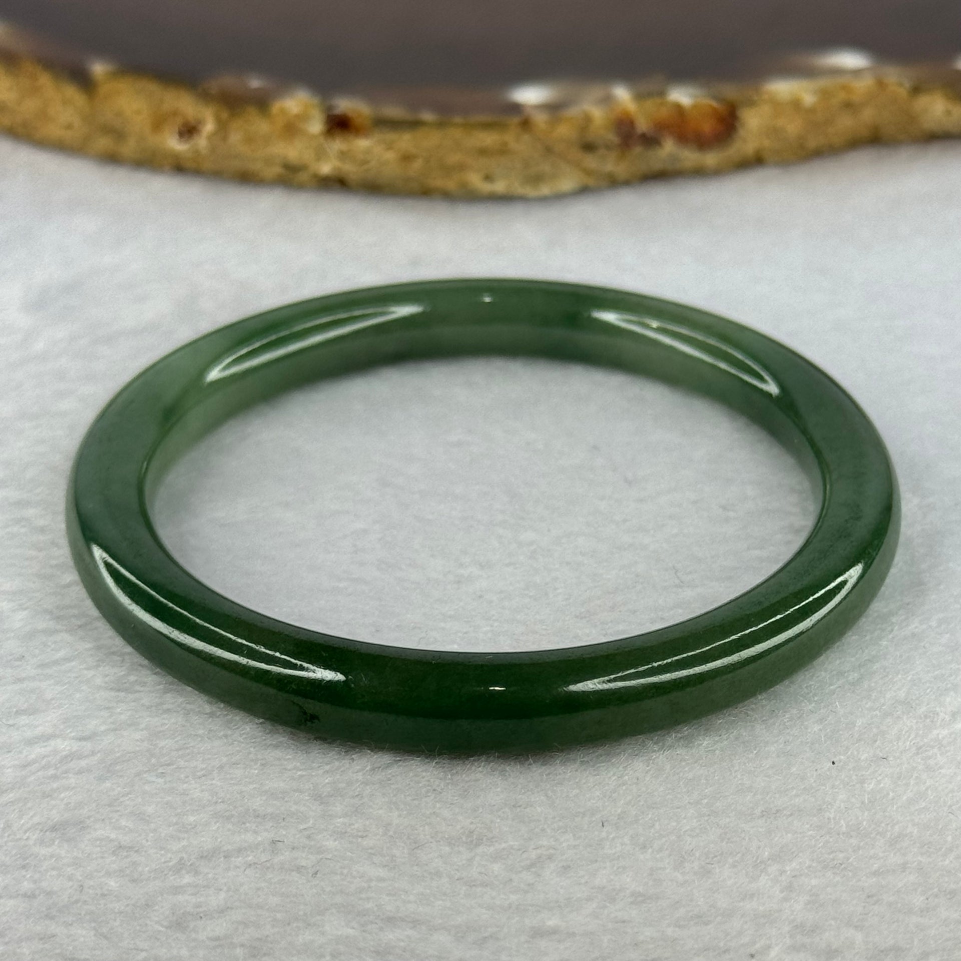 Type A Dark Green Jadeite Bangle 26.69g Internal Diameter 53.5mm 7.6 by 7.4mm (Very Fine Internal Line) - Huangs Jadeite and Jewelry Pte Ltd