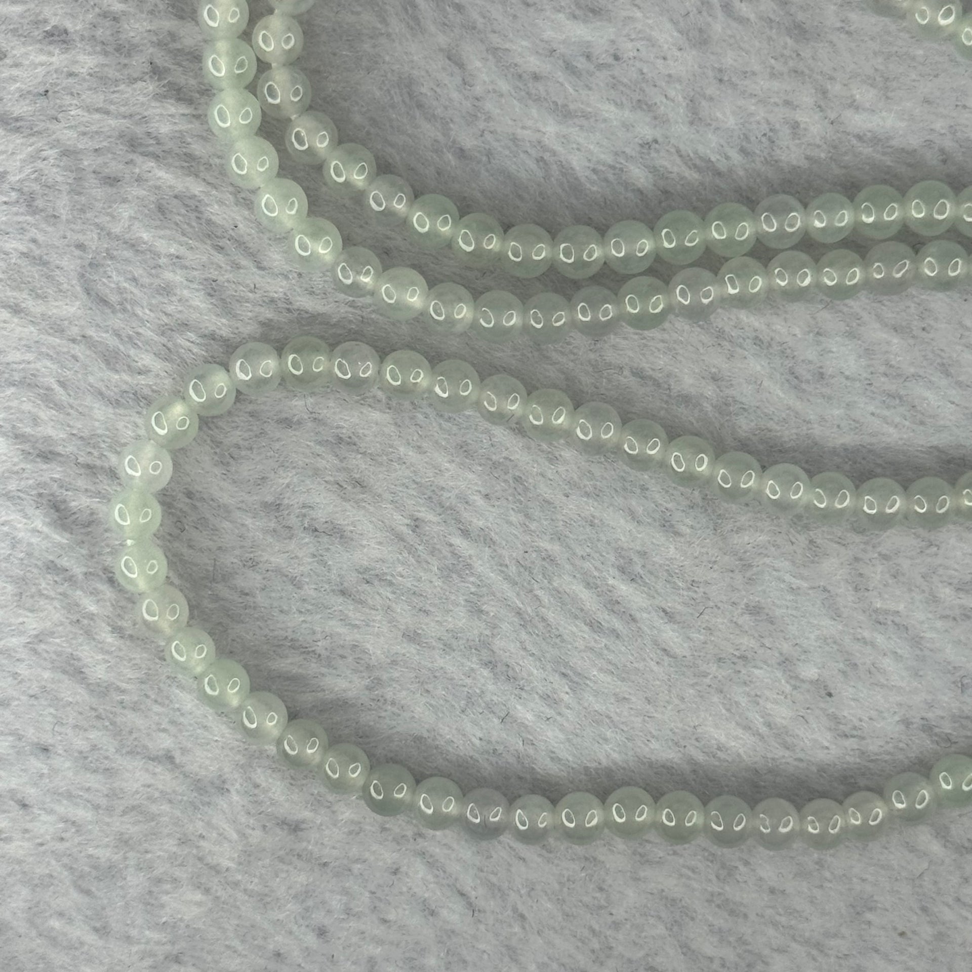 Type A ICY Light Green Jadeite Beads Necklace 13.59g 55cm 3.8mm 156 Beads - Huangs Jadeite and Jewelry Pte Ltd